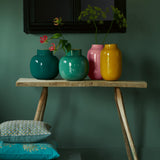 Vase Metal Oval Yellow 30cm