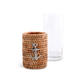 Anchor Drinking Glass Covered with Hand Woven Wicker Rattan - Set of 4