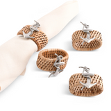 Anchor Hand Woven Wicker Rattan Napkin Ring - Set of 4 | Sea and Shore - Anchor by Vagabond