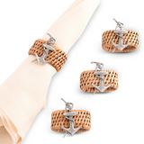 Anchor Hand Woven Wicker Rattan Napkin Ring - Set of 4 | Sea and Shore - Anchor by Vagabond