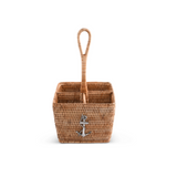 Anchor Hand Woven Wicker Rattan Flatware Caddy | Sea and Shore - Anchor by Vagabond