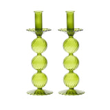 Candelabro alto Iris en color oliva, juego de 2 en caja