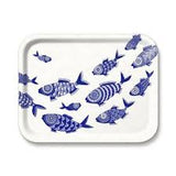 Birch Wood Trays Shoal of Fish / White 36x28cm | Asta Barrington